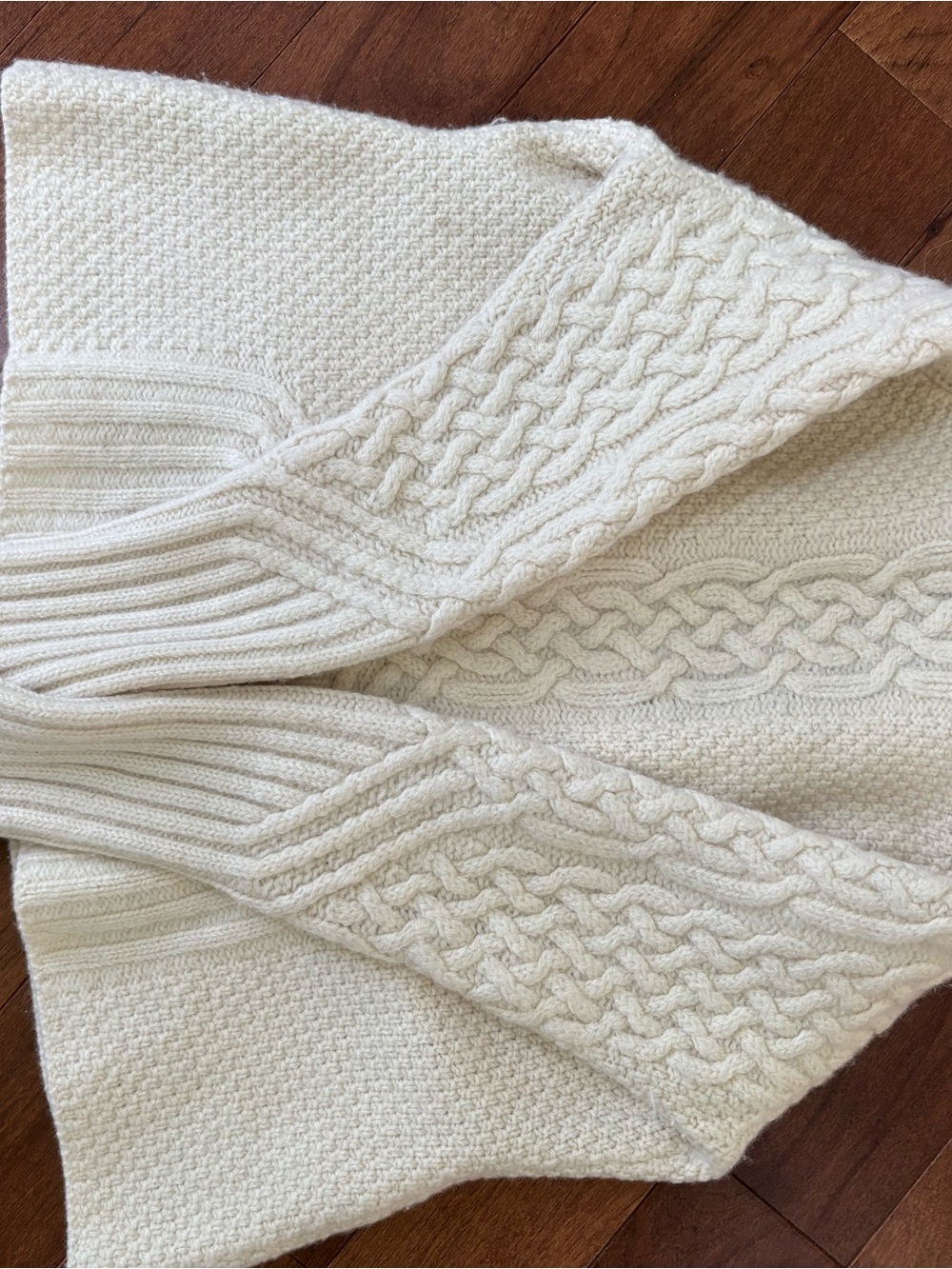 Aran Sweater Market Cream Cable Knit Shawl Collar Toggle Sweater - Picture 4 of 8